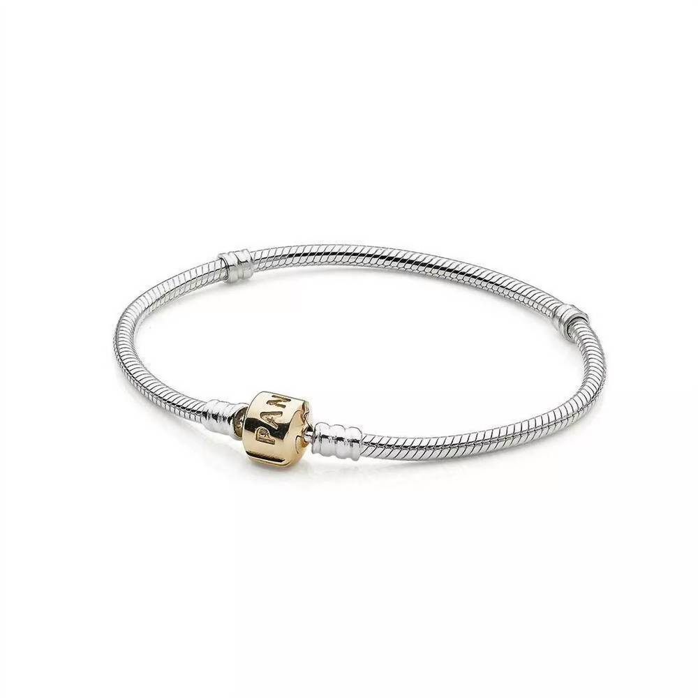 NEW PANDORA women's 2-tone barrel bracelet in silver